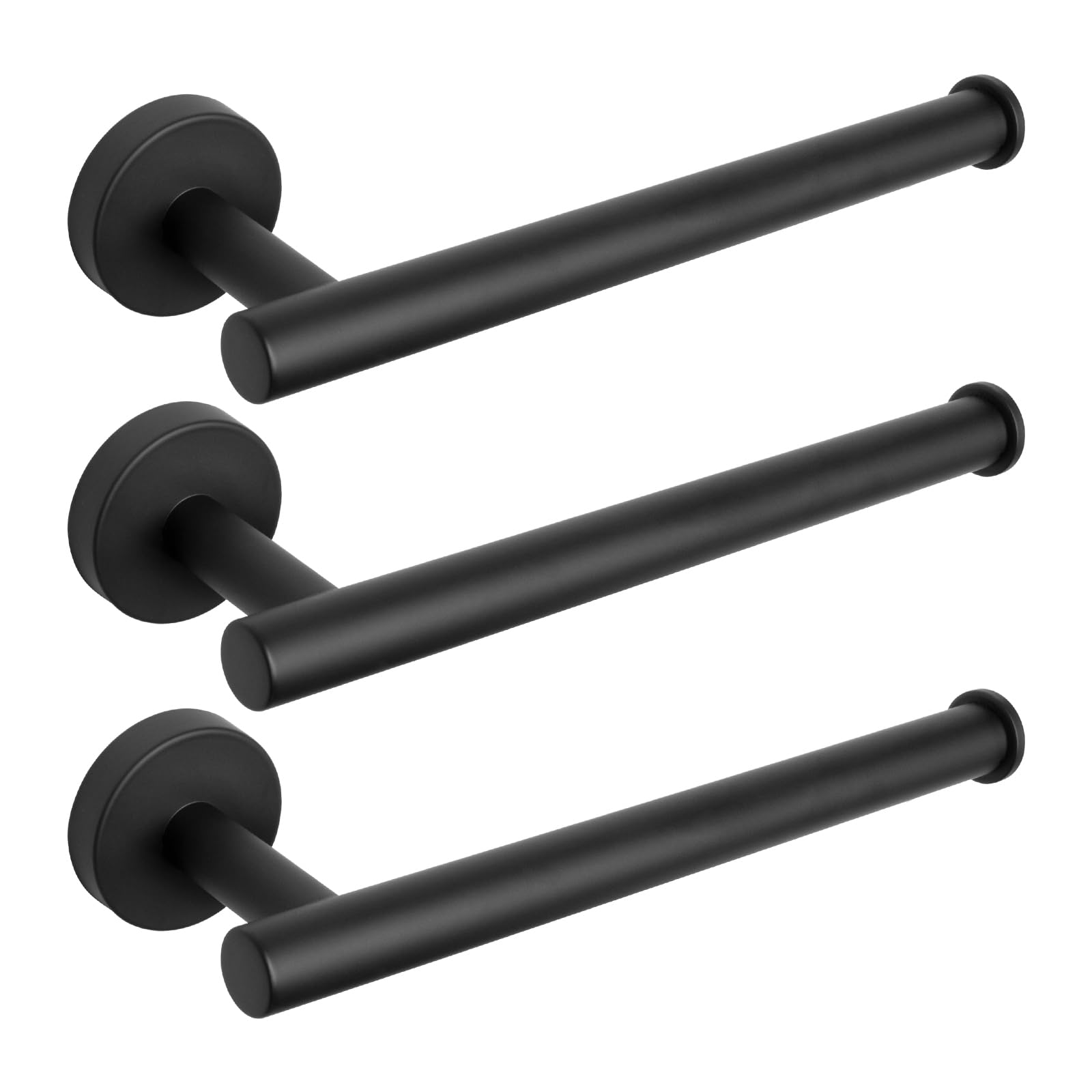 NearMoon Hand Towel Holder/Towel Ring, Thicken Stainless Steel Hand Towel Bar for Bathroom, Rustproof Wall Mounted Towel Rack, Contemporary Style Bath Accessories, 9 Inch (3 Pack, Matte Black)