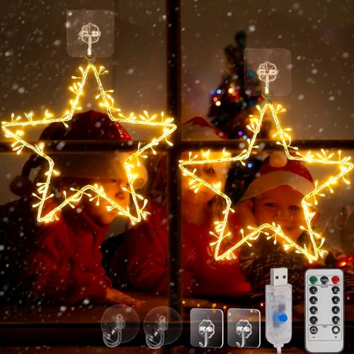 Weihnachtsstern Fenster LED 29 LED Sterne Weihnachtsbeleuchtung Fenster, 180 LED Weihnachtsstern...