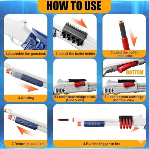 Image of Pampam Toys Toy Shotgun Foam Blaster with Shell Ejecting Feature, Includes 60 Soft Darts and 16 Shells, for Boys Kids Adults
