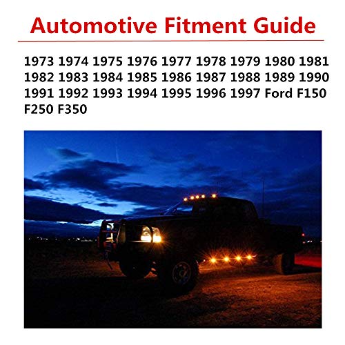 5Pcs Cab Marker Roof Running Light Amber Cover Lens With T10 White Led Bulbs Replacement For 1973-1997 Ford F-150 F-250 F-350 F Series Pickup Super Duty Trucks #TOP4