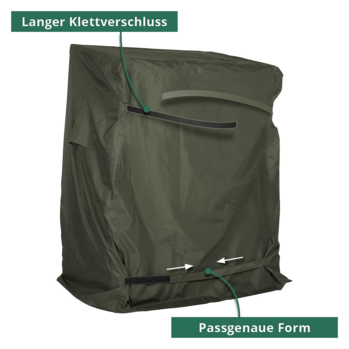 Strandkorb Schutzhülle | Größee L - 135cm | Wetterfeste Strandkorbhülle Oxford 600D in Grün| Wasserdichte Abdeckhaube mit UV-Schutz