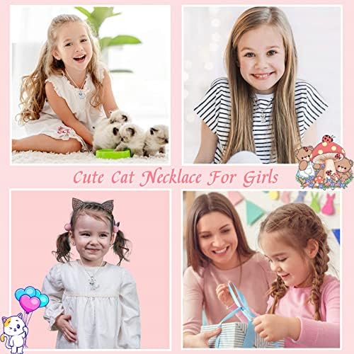 jagosen Cat Necklace Silver Necklaces for Women Colorful Cute Pendant Short Necklace Jewelry Gifts for Women Girls Cat Lovers