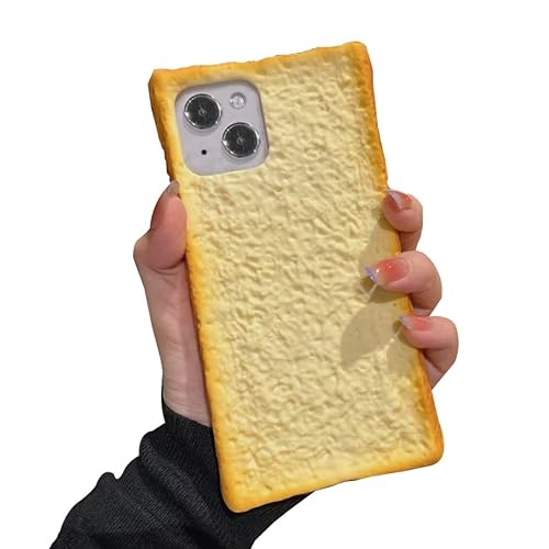 YWYUHE Cute Food Phone Case for iPhone 12 Pro Max/13 Pro Max, Funny Simulation Bread Toast Breakfast Four Corners Thickened Protection Silicone Shockproof Phone Cover for Women Girls