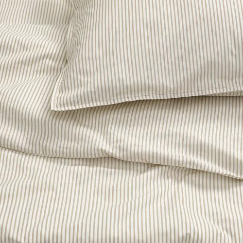 Housse de couette 200x200 rayé blanc beige SOLFIBBLA - 3