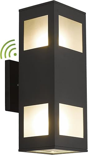 HUNEASON Luces de pared al aire libre, iluminación de exterior del atardecer al amanecer, impermeable, moderna luz de porche de aluminio,