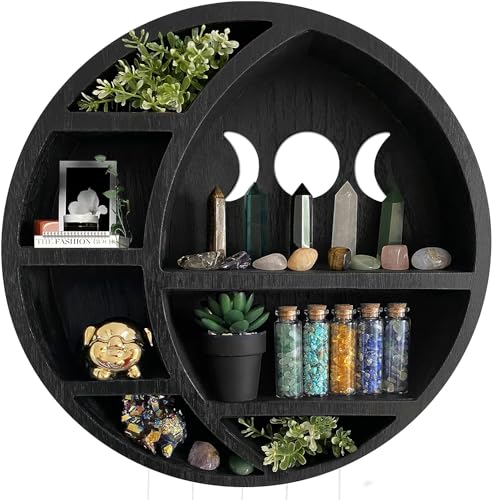 Étagère de lune murale en bois pour ranger flacons et petits objets