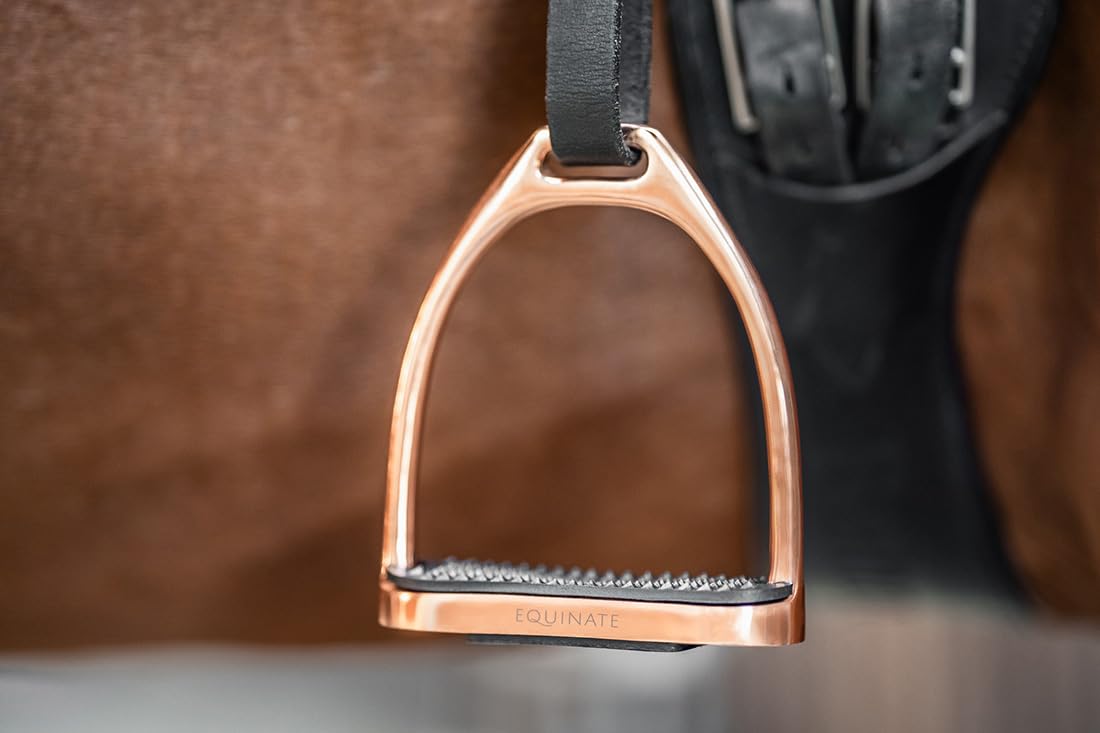Equinate Steigbügel Luna 12cm Roségold Anti-Rutsch Trittfläche Gummi 2 Stück