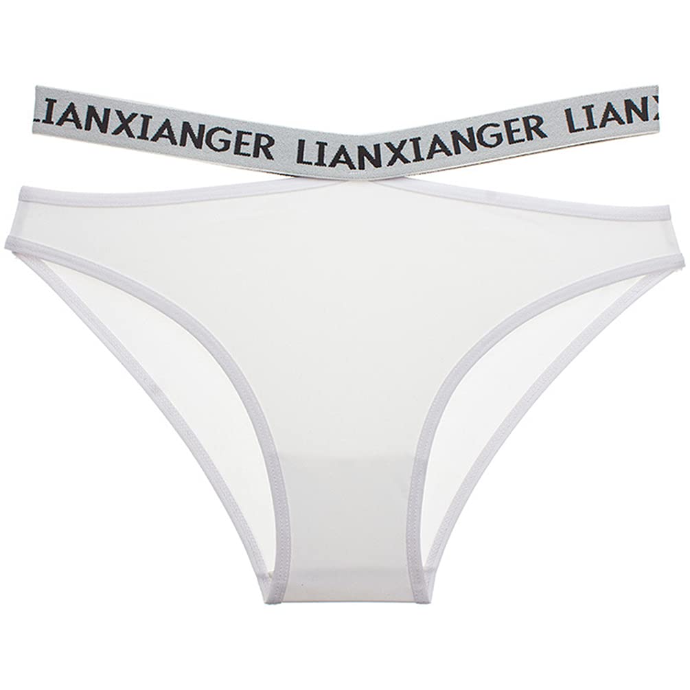 Familyhouse Womens Sexy Letter Wide Belt Sports Briefs Ice Silk Panties Low Waist Briefs Underwear Knickers
