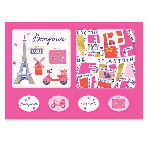 Image of Studio Oh! Rues de Paris Blank Note Card Set with Envelopes and Stickers 12 Pack Assorted Greeting Cards, 260 GSM Textured Paper Stationery for Thank You Cards, Birthday Cards, Gift Card Envelopes