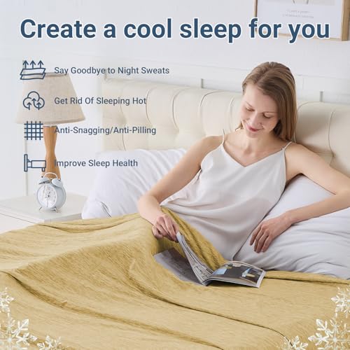 Image of Cooling Blanket Twin Size 60 inchx80 inch, Summer Lightweight Breathable Ice Blanket, Cooling Blankets for Hot Sleepers Night Sweats Adults Absorb Heat Keep Cool