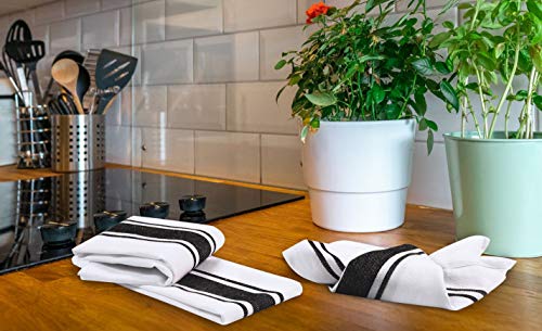 Linen Hub Set Of 12 Kitchen Dish Towels Cotton 15X25 Absorbent Durable Washable, Tea Towels, Dish Cloths, Bar Towels, Cleaning Towels, Kitchen Towels With Hanging Loop, Black White #TOP4