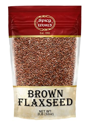 Spicy World Brown Flaxseed 2 Lb Bag - Non-Gmo, Whole, High In Fiber & Omega-3, Keto Friendly Baking, 32Oz