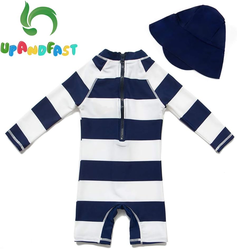 upandfast Baby/Toddler Swimsuit UPF 50+ Sun Protection One Piece Zipper Bathing Suit with Sun Hat Infant Beach Swimwear - Image 3