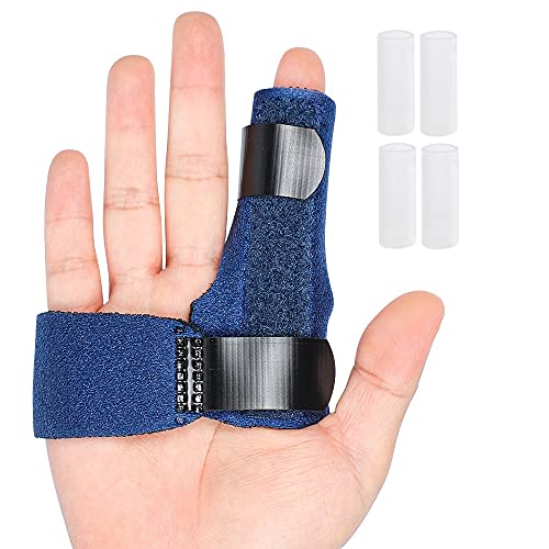 Kimihome Attelle de doigt avec 4 manchons en gel pour doigts cassés, stabilisateur de doigt avec barre en aluminium intégrée pour entorses, relâchement des tendons et soulagement de la douleur Cover