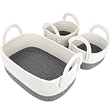 Solución de almacenamiento versátil - Juego de cestas de 3 para organizar las probabilidades y los extremos. Puede ser colocado en el cuarto de niños, dormitorio, sala de estar, lavandería y especialmente encajar en los estantes de cubo y esquinas para adaptarse a la mayoría de las decoraciones del hogar moderno