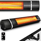 TRESKO Infrarot Heizstrahler 2000W mit Fernbedienung | Wärmestrahler Terrasse elektrisch mit 3 Heizstufen | Terrassenstrahler Innen & Außen | Wand-Heizstrahler Infrarotstrahler Wickeltischstrahler