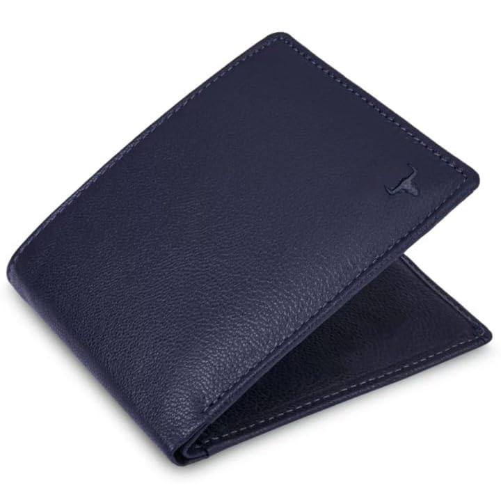 Image of WILD NAPA RFID Protected Brown Genuine Leather Wallets for Men (Blueberry)
