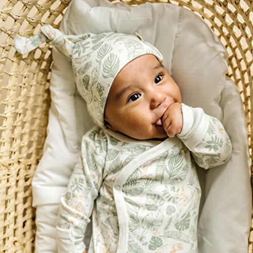 Makemake Organics Gots Organic Cotton Kimono Knotted Blanket Tie Wearable Blanket Sleep Sack Baby Swaddle Hat Set Layette Mitten Boys Girls (Wild Safari, 0-3 Months) #TOP3