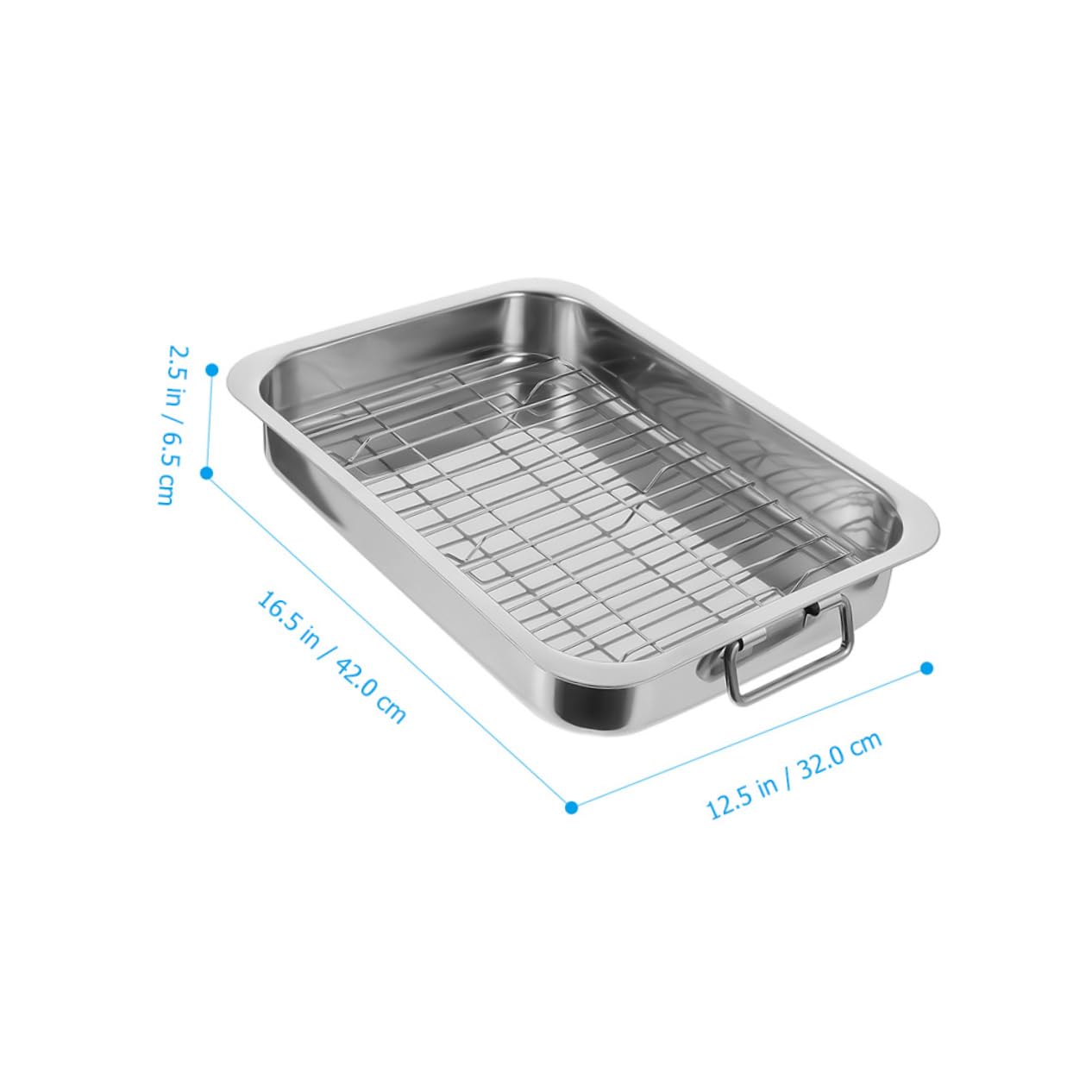 Edelstahl Backblech mit Rost Rechteckig 42x32x6,5cm Ofenform Backofenfest Backform für Backen und Grillen