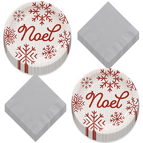 Papier-Dessertteller und Getränke-Servietten mit Noel-Muster, 16 Stück Cover