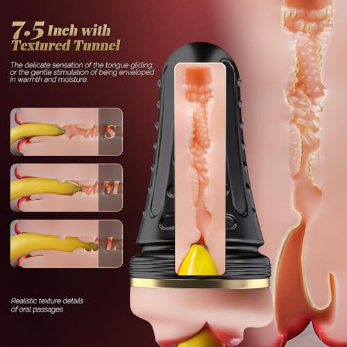 Image of Male Masturbator Oral Sex Toys for Men, Realistic Pocket Pussy Deep Throat Oral Blow Textured with 7.5in Depth, Sexy Lips & Soft Tongue Fleshy Texture, Sex Machine Blowjob Toy for Men
