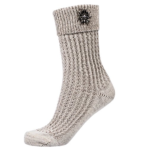 Gaudi-Leathers Calze di abito bavarese costume Calzini per Oktoberfest Carnevale Uomo con Enzian Beige 42