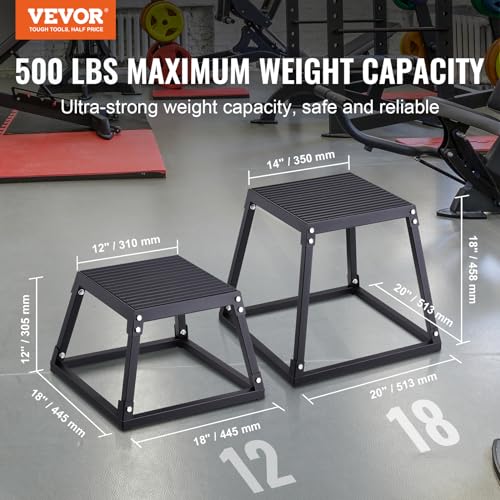 VEVOR Plyometrische Sprungbox, 458 mm Plyo-Box, Plyometrische Plattform Plyobox Schwarz, Rutschfeste Fitness-Übungs-Step-Up-Box für Heimtraining, Konditions-Krafttraining, Oberschenkel Trainieren