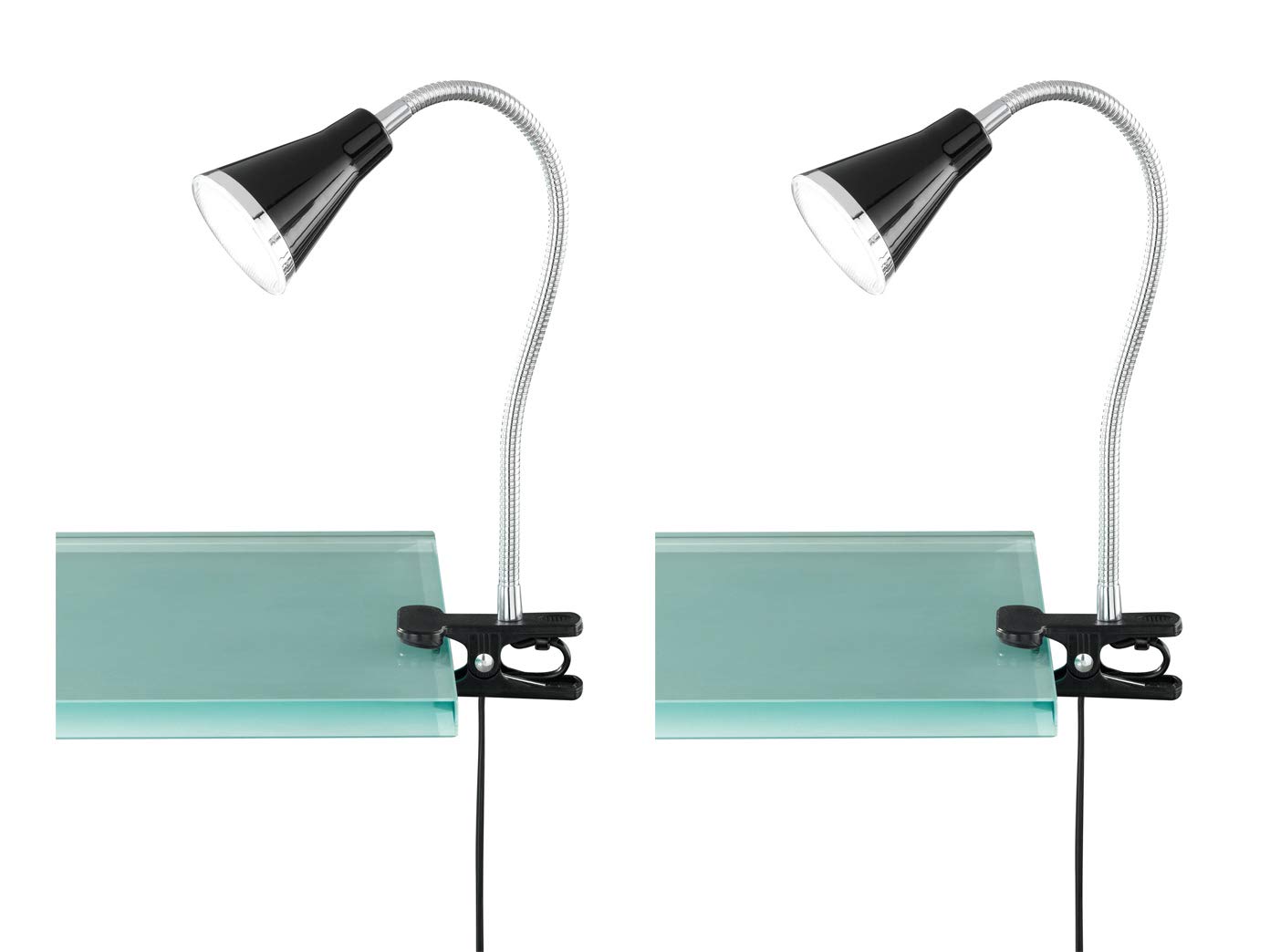 Juego de 2 lámparas de pinza LED con cuello flexible y flexible – 1 luz de pinza de plástico