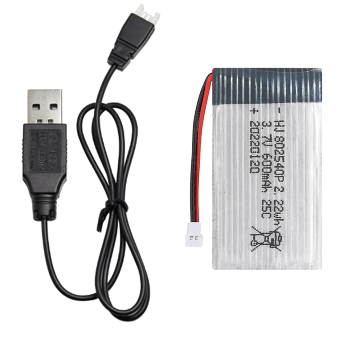 3.7V 600mAh Rechargeable LiPo Battery with USB Charging Cable Combo for Drone, Quadcopter, RC Helicopter & Toy Battery Replacement-image-13