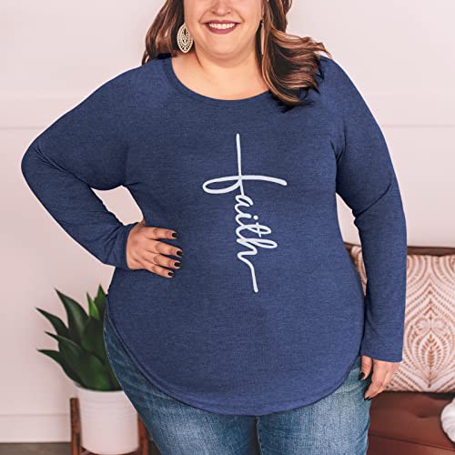 Hdlte Faith Shirts For Women Plus Size Long/Short Sleeve Tops Christian Inspirational T-Shirt,1X-4X #TOP1