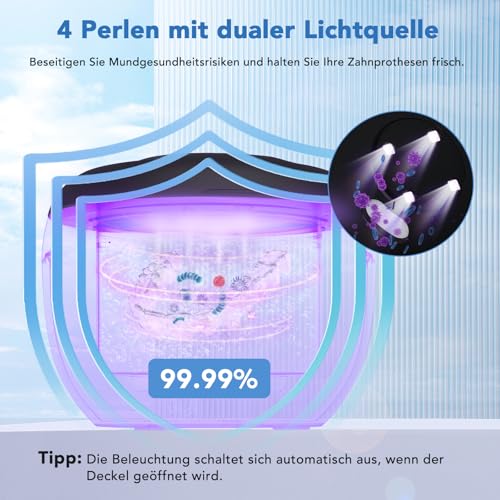 Accwork Ultraschallreinigungsgerät, 45000Hz Ultraschallreiniger, 200ML Tragbar Ultrasonic Cleaner Dental Pod für Zahnprothesen, Mundschutz, Zahnbürsten und Schmuck