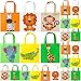 Tallew 24 Pack Safari Favor Bags with Handle Non Woven Jungle Animal Treat Goody Bags Lion Tiger Elephant Monkey Crocodile Giraffe Safari Birthday Bags for Kids Party Baby Shower Decorations Supplies