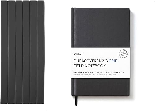 Miniatura 10 de Vela Sciences N2 Field DuraCover - Cuaderno de 5.5 x 8.5 pulgadas, 136 páginas, tejido gris saturado, encuadernado permanente, papel pesado de 70