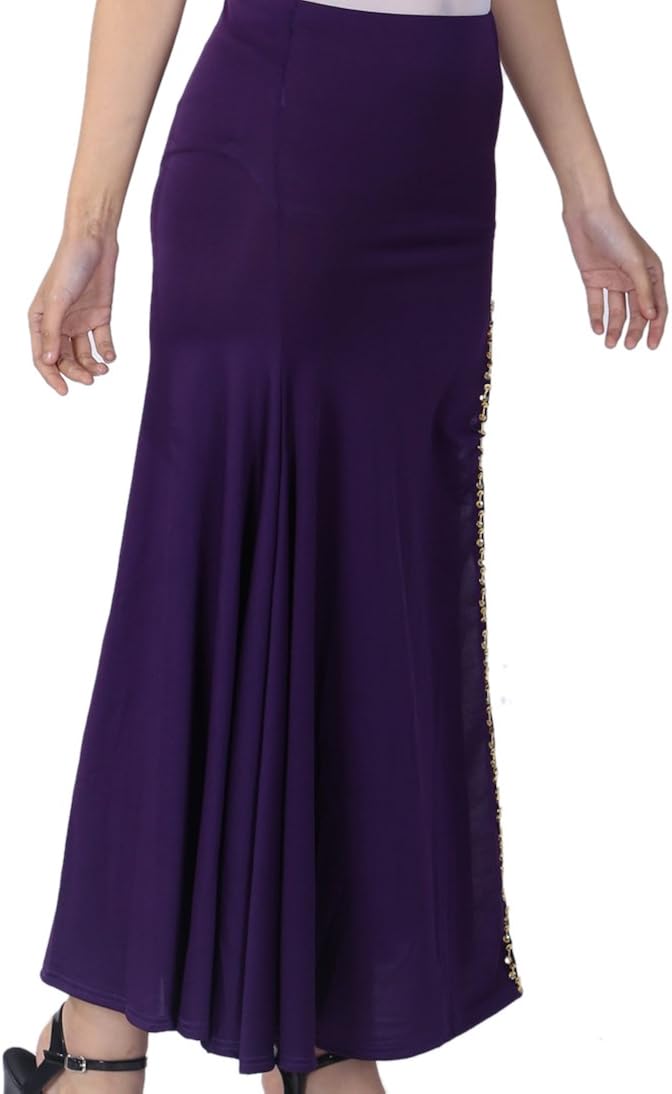 Egyptian Cabaret Mermaid Belly Dance Split Skirts Clothes Long with Side Slit Purple : Clothing, Shoes & Jewelry