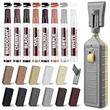 Vinyl Floor Repair Kit with Heat Pen,11 Colors Wood Filler Set,Laminate Floor Furniture Repair Kit Wax Wood Touch Up Markers,for Stains, Scratches,Cover Ups,Wood Floors,Desks and Hole for Door,Cabinet