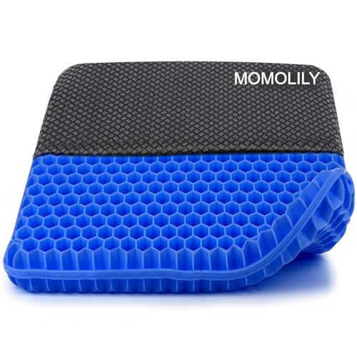 Cojín de gel extragrande,Cojin antiesarcas,Cojin silla oficina-Doble capa engrosada, antideslizante y transpirable, adecuado para sillas de oficina, coche y silla de ruedas (Azu, 47*44*4)