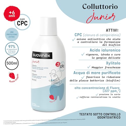Suavinex, Mundwasser für Jungen und Mädchen ab 6 Jahren, verhindert Karies, schützt Zahnfleisch, alkoholfrei, glutenfrei, mit Fluor, CPC und gereinigtem Meerwasser, tägliche Verwendung – Bild 5