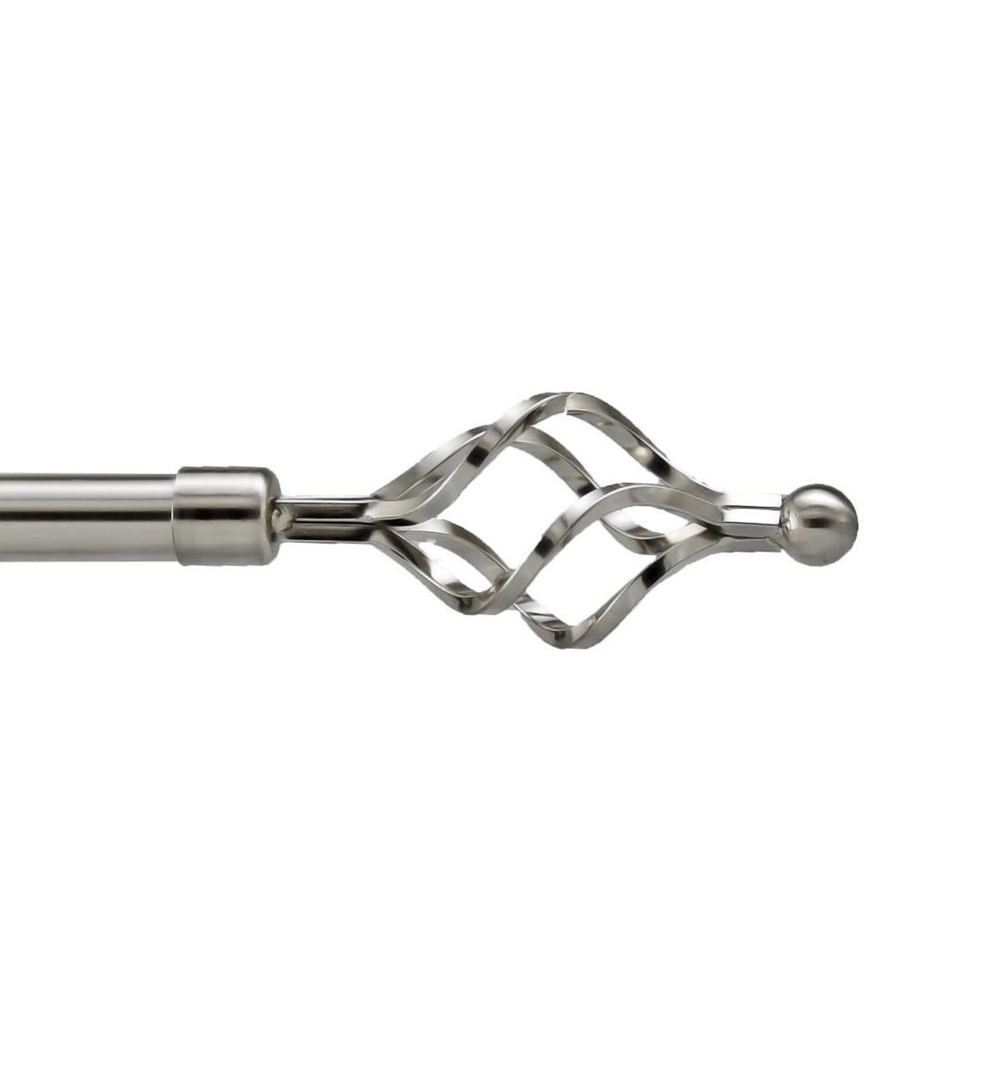 Your Home Online Set Of 2 End Finials For 19mm Curtain Pole Rod Brushed Chrome (Roma Twist Finial)
