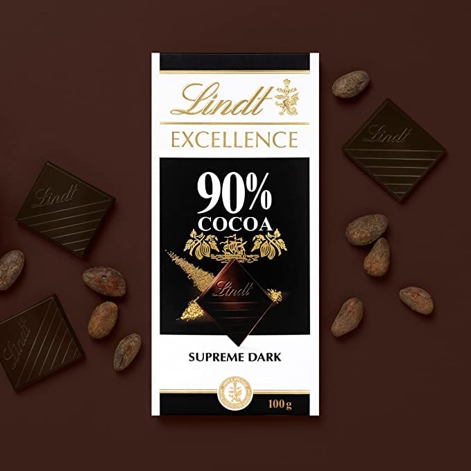 Image of Lindt Excellence Combo of 90%, 85% and 70% Cocoa Dark Chocolate Bar, 100g Each (Pack of 3)