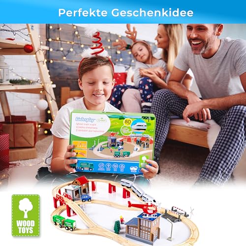Modelleisenbahn Green Series Holzeisenbahn Set für Kinder