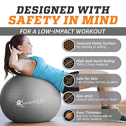 image for SmarterLife Products SmarterLife Exercise Ball Yoga Ball for Fitness, 