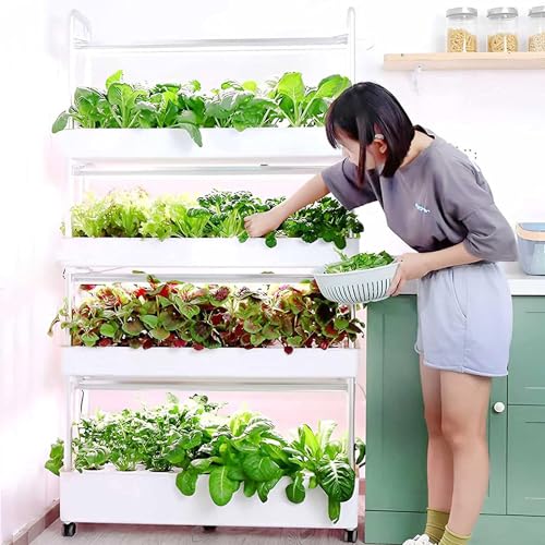 GEHPYYDS Indoor Garden Hydroponic Growing System, 48/64/90/120 Holes Hydroponics Tower Set with LED Grow Light,Hydroponic Vertical Tower Self-Watering Growing System for Planting Vegetables,90hole