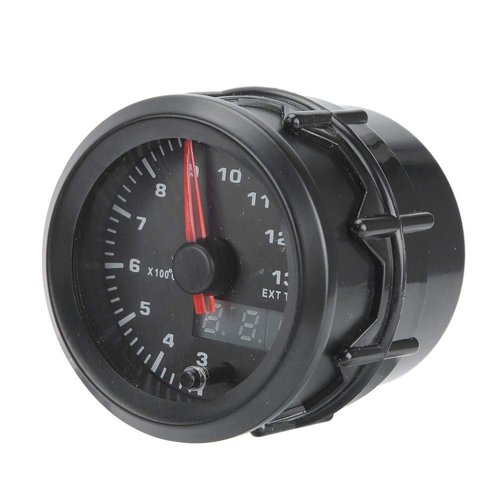 Medidor Digital de Temperatura del Gas para Coches Modificados, Esfera de 52 mm, Pantalla Automática, Fácil Instalación, Material ABS Resistente (Negro)