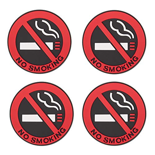 TOMALL 4 Pcs No Smoking Silicone Sign Stickers for Car Self Adhesive Car Window Caution Sign Decal for Taxis Car Window Door Car No Smoking Sticker Decoration