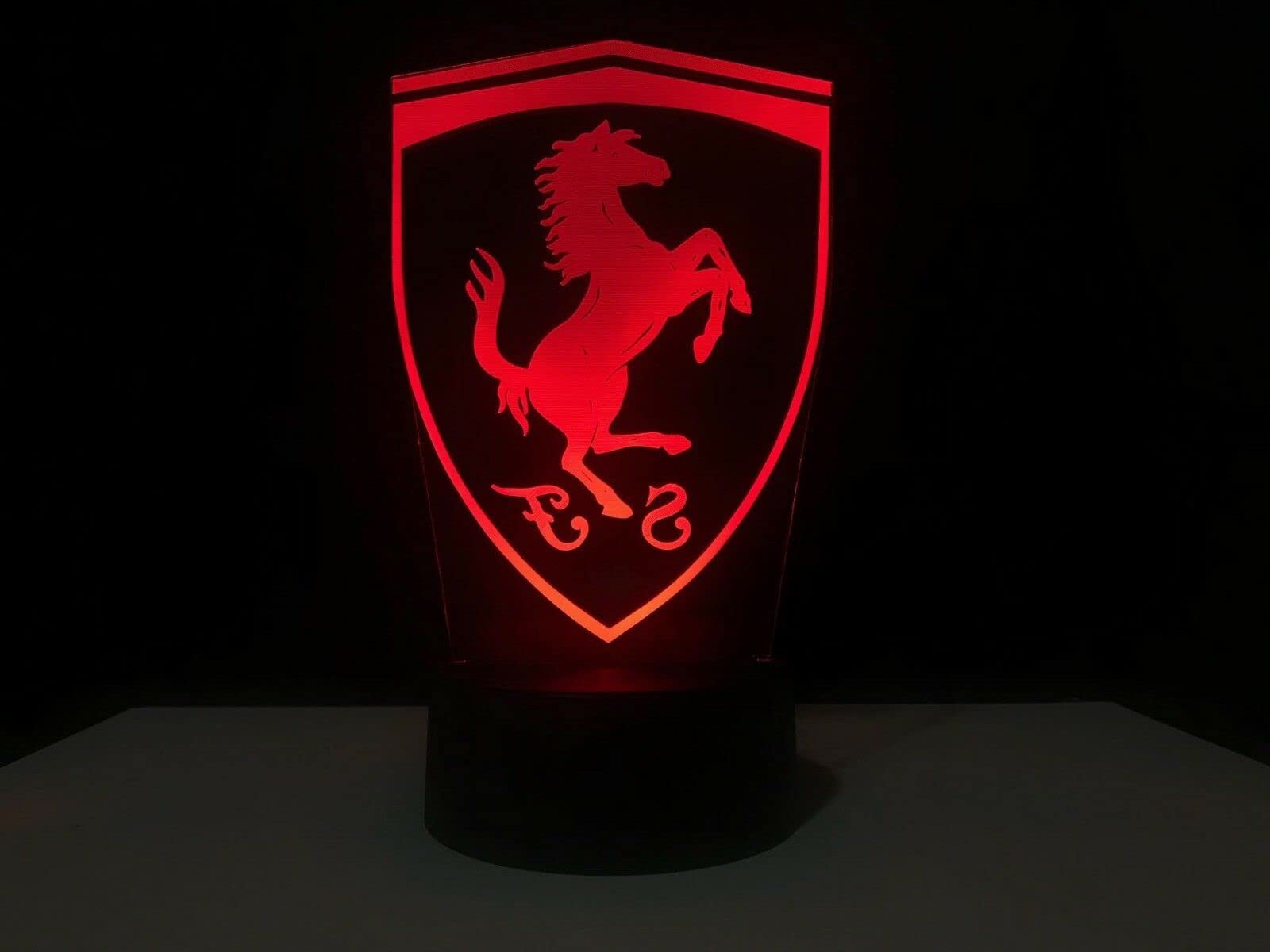FERRARI CAR LOGO 3D Acrylic LED 7 Colour Night Light Touch Table Desk Lamp Gift