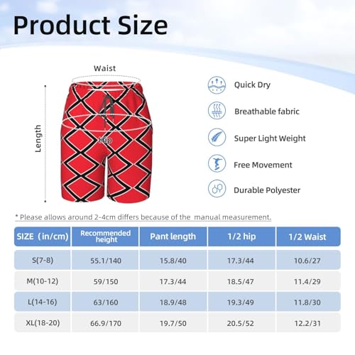 Flag of Trinidad and Tobago Youth Beach Pants, Soft and Breathable, with Drawstring Waist, Suitable for Sports and Leisure. 5
