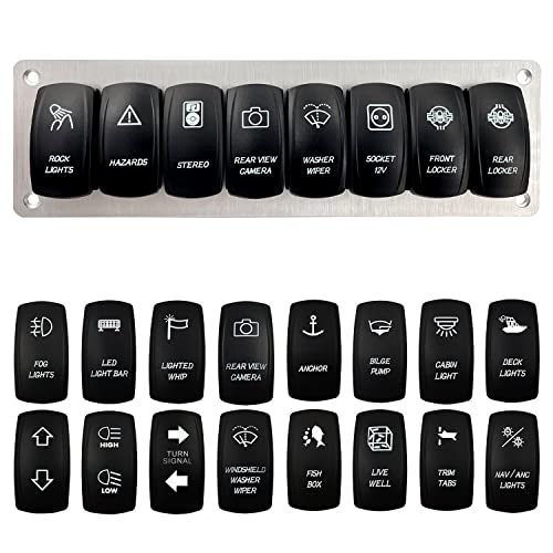 Image of Customize White Led Rocker Switch Panel ON-Off /ON-Off-ON Toggle Switch Panel for Car Marine Trailer Jeep RV SUV Pickup IP66