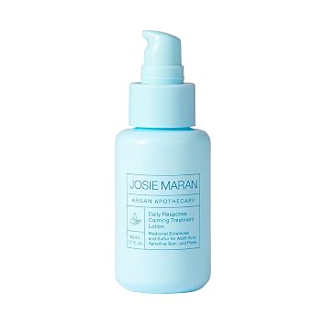 Josie Maran Argan Apothecary Daily Response Moisturizing Lotion - 2-in-1 Redness Reducing Skin Care & Spot Treatment with 3% OTC Sulfur & Tea Tree Oil - Face Lotion for Oily Skin 1.7 fl oz / 50 ml
