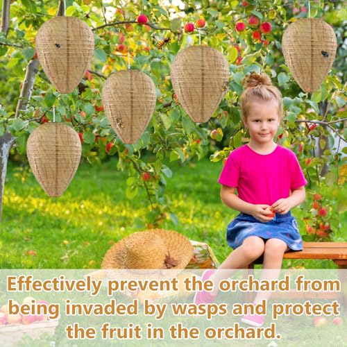 6 Pezzi Nido Di Vespe,Falso Nido Di Vespe Impermeabile,Anti Vespe,Naturale Ecologico Carta Calabroni Nido Finto,Esca Appesi Per La Casa E Il Giardino Esterno - 6