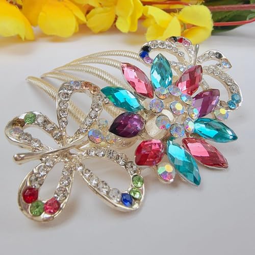 Image of BellaStella Premium Rhinestone Metal Side Hairpin Decorative Hair Bun Comb Bridal Wedding Hair Accessory For Women And Girls Pack of 1 Pc (Multi)